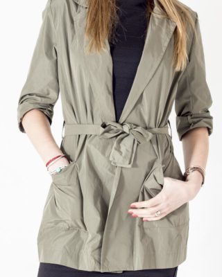 Giacca Trench colore verde con tasca