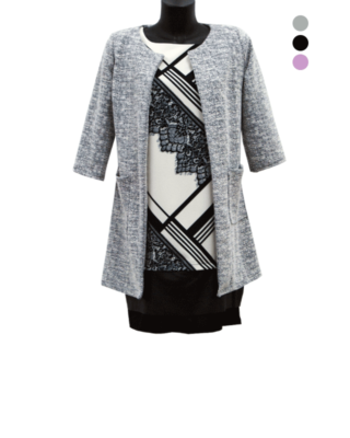 CARDIGAN LUNGO GRIGIO CON TASCA