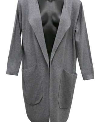 CARDIGAN COLORE GRIGIO LUNGO CON TASCA