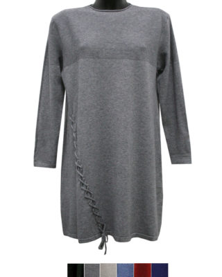 MAGLIA LUNGA COLORE GRIGIO LACCIO AI LATI