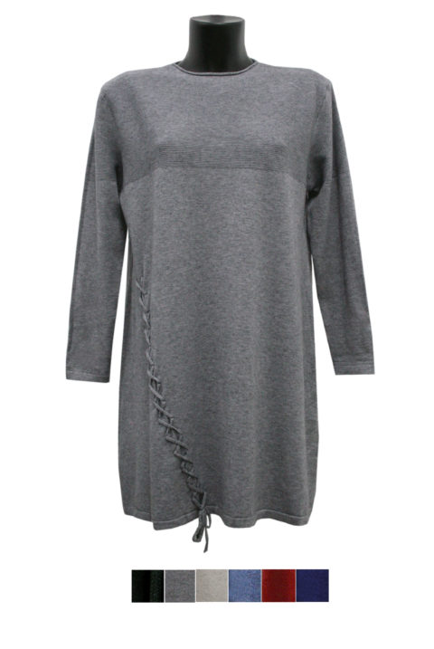 MAGLIA LUNGA COLORE GRIGIO LACCIO AI LATI