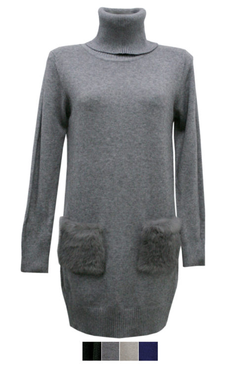 Maglia lunga colore grigio con tasca