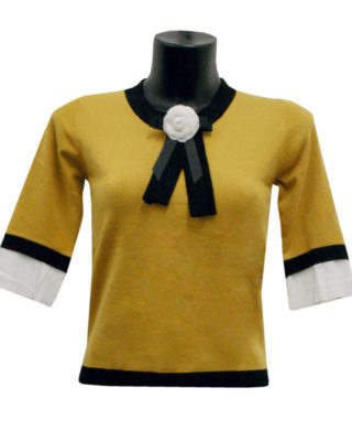 maglia colore giallo a manica 3/4 con fiocco