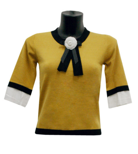 maglia colore giallo a manica 3/4 con fiocco