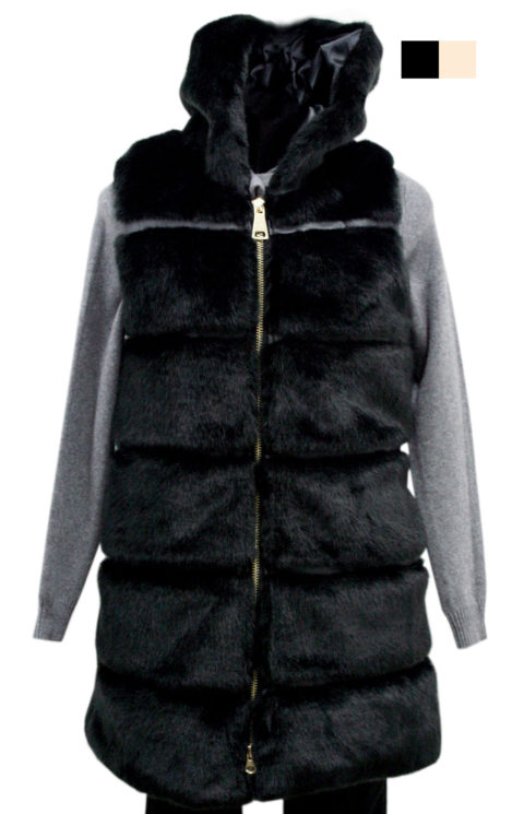 GILET ECOPELICCIA CAPPUCCIO