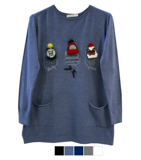 maglione collo tondo con tasca
