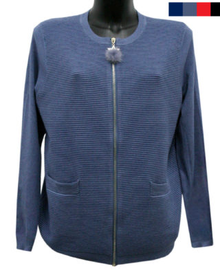 MAGLIA BLU CON POUF ZIP